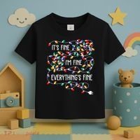 ItS Fine IM Fine Everything Is Fine Christmas Lights Xmas Toddler T-Shirt thumb 3