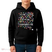 ItS Fine IM Fine Everything Is Fine Christmas Lights Xmas Kids Hoodie thumb 4