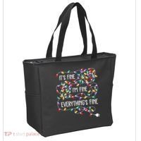 ItS Fine IM Fine Everything Is Fine Christmas Lights Xmas Tote Bag thumb 2