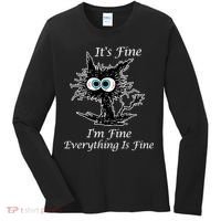 It's Fine I'm Fine Everything Is Fine Funny Cat Women's Long Sleeve Shirt thumb 0