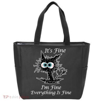 It's Fine I'm Fine Everything Is Fine Funny Cat Tote Bag