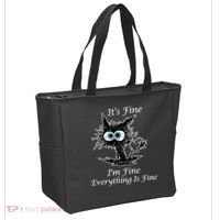 It's Fine I'm Fine Everything Is Fine Funny Cat Tote Bag thumb 2