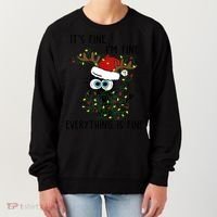 ItS Fine IM Fine Everything Is Fine Christmas Light Cat Meaningful Gift Women's Sweatshirt thumb 0