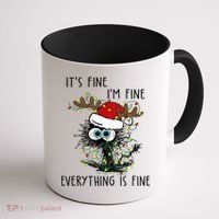 ItS Fine IM Fine Everything Is Fine Christmas Light Cat Meaningful Gift Coffee Mug thumb 1