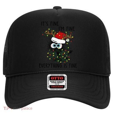 ItS Fine IM Fine Everything Is Fine Christmas Light Cat Meaningful Gift Hat