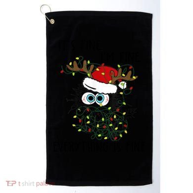 ItS Fine IM Fine Everything Is Fine Christmas Light Cat Meaningful Gift Golf Towel