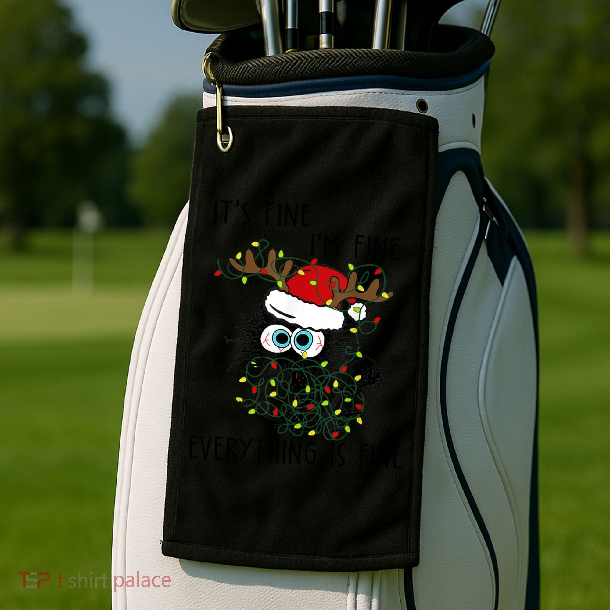 ItS Fine IM Fine Everything Is Fine Christmas Light Cat Meaningful Gift Golf Towel