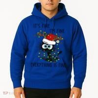 ItS Fine IM Fine Everything Is Fine Christmas Light Cat Meaningful Gift Hoodie thumb 2