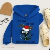 ItS Fine IM Fine Everything Is Fine Christmas Light Cat Meaningful Gift Hoodie thumb 4