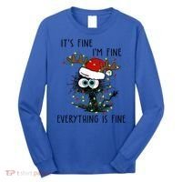ItS Fine IM Fine Everything Is Fine Christmas Light Cat Meaningful Gift Long Sleeve Shirt thumb 0