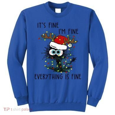 ItS Fine IM Fine Everything Is Fine Christmas Light Cat Meaningful Gift Sweatshirt