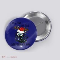 ItS Fine IM Fine Everything Is Fine Christmas Light Cat Meaningful Gift Button thumb 0