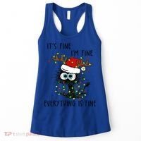 ItS Fine IM Fine Everything Is Fine Christmas Light Cat Meaningful Gift Women's Tank Top thumb 0