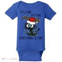ItS Fine IM Fine Everything Is Fine Christmas Light Cat Meaningful Gift Baby Bodysuit thumb 0