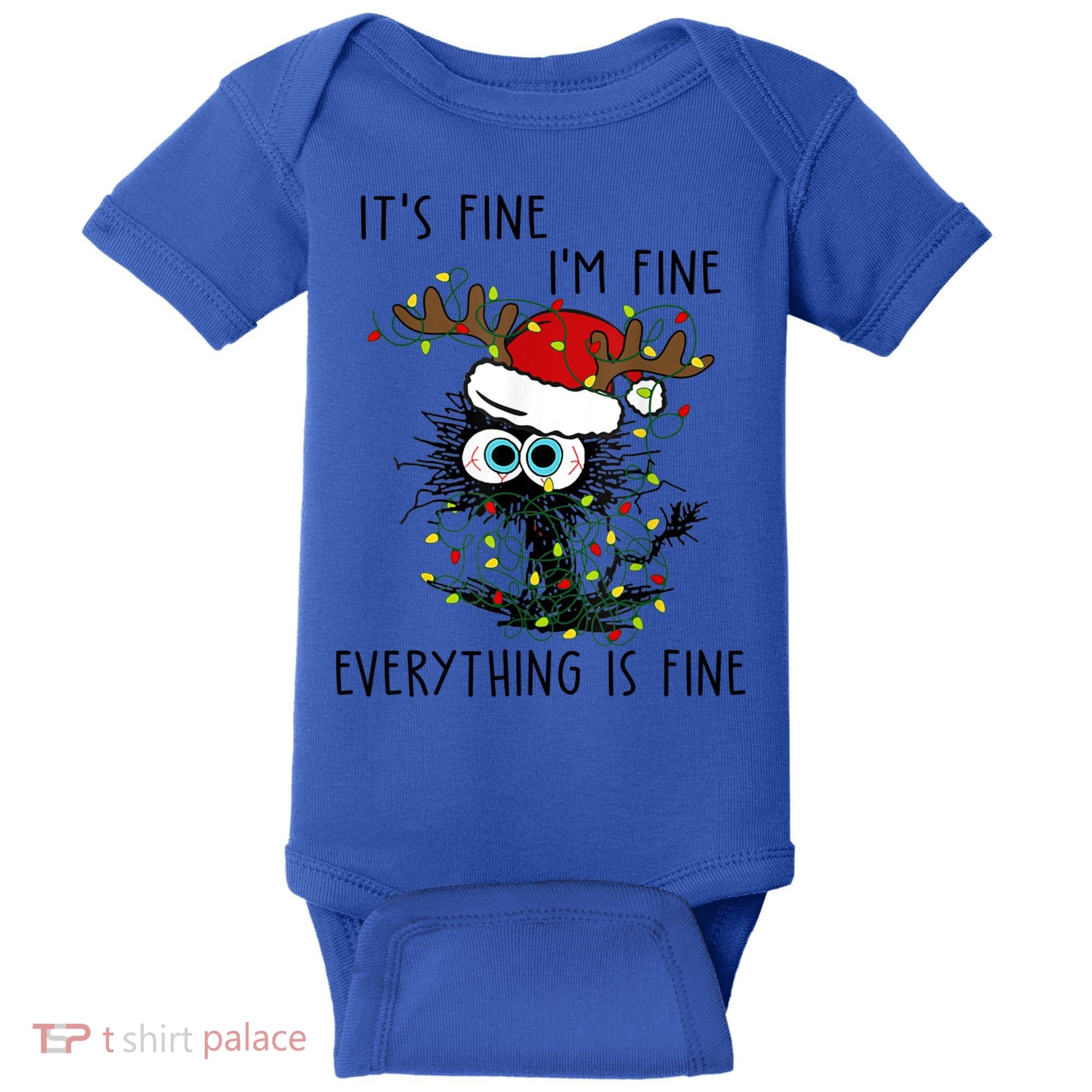 ItS Fine IM Fine Everything Is Fine Christmas Light Cat Meaningful Gift Baby Bodysuit