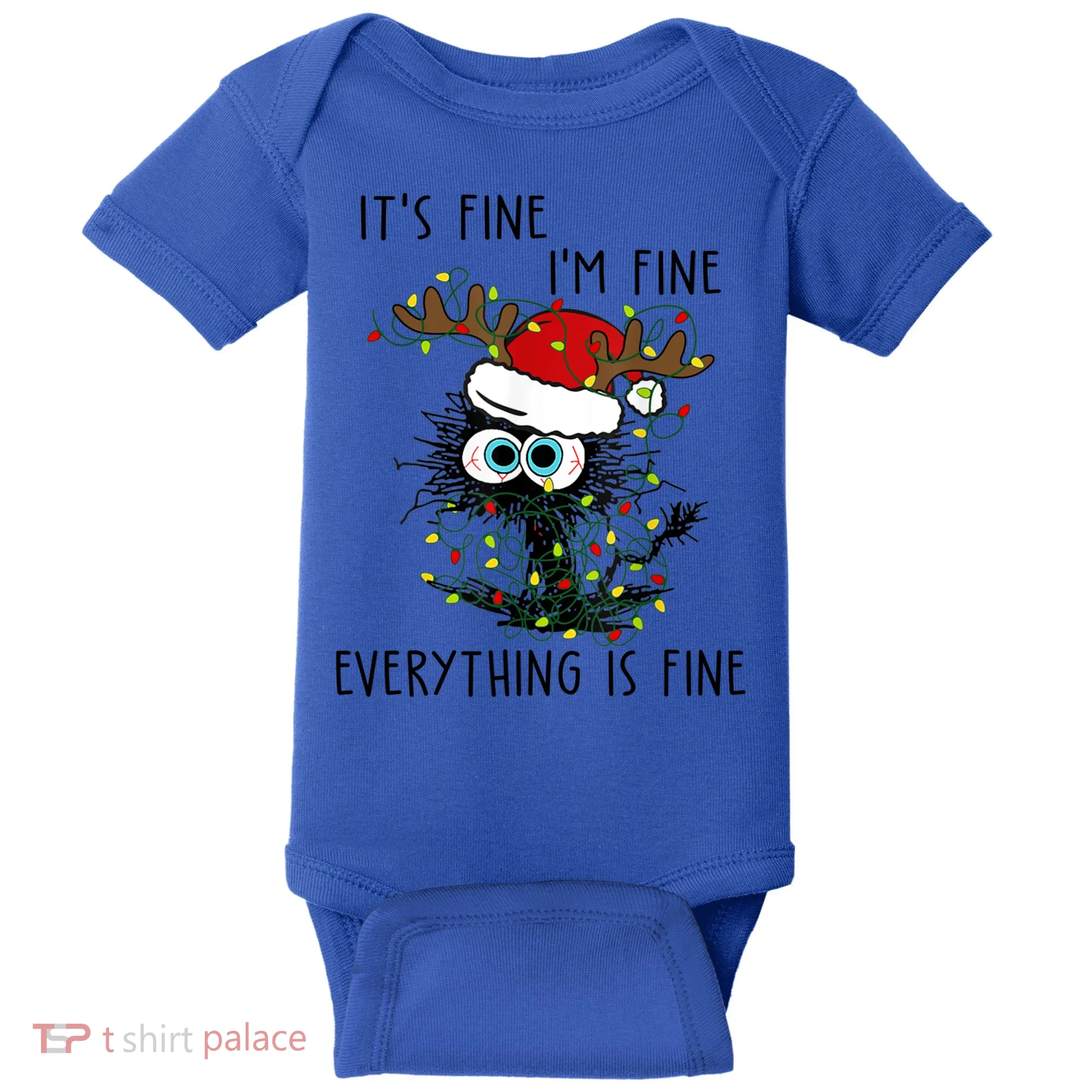 ItS Fine IM Fine Everything Is Fine Christmas Light Cat Meaningful Gift Baby Bodysuit
