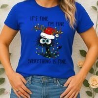ItS Fine IM Fine Everything Is Fine Christmas Light Cat Meaningful Gift Women's T-Shirt thumb 2