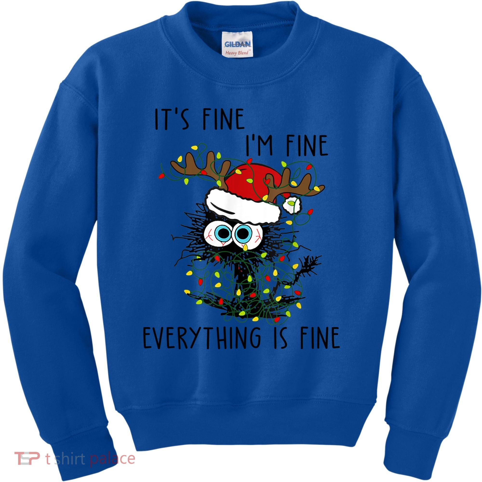 ItS Fine IM Fine Everything Is Fine Christmas Light Cat Meaningful Gift Kids Sweatshirt