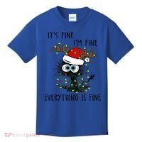 ItS Fine IM Fine Everything Is Fine Christmas Light Cat Meaningful Gift Kids T-Shirt thumb 0