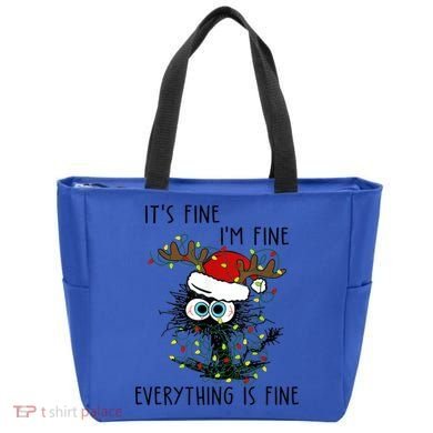 ItS Fine IM Fine Everything Is Fine Christmas Light Cat Meaningful Gift Tote Bag