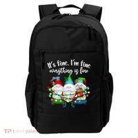Its Fine Im Fine Everything Is Fine Gnome Christmas Lights Gift Backpack thumb 0