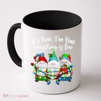 Its Fine Im Fine Everything Is Fine Gnome Christmas Lights Gift Coffee Mug thumb 0