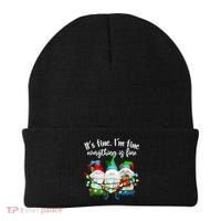 Its Fine Im Fine Everything Is Fine Gnome Christmas Lights Gift Beanie thumb 0