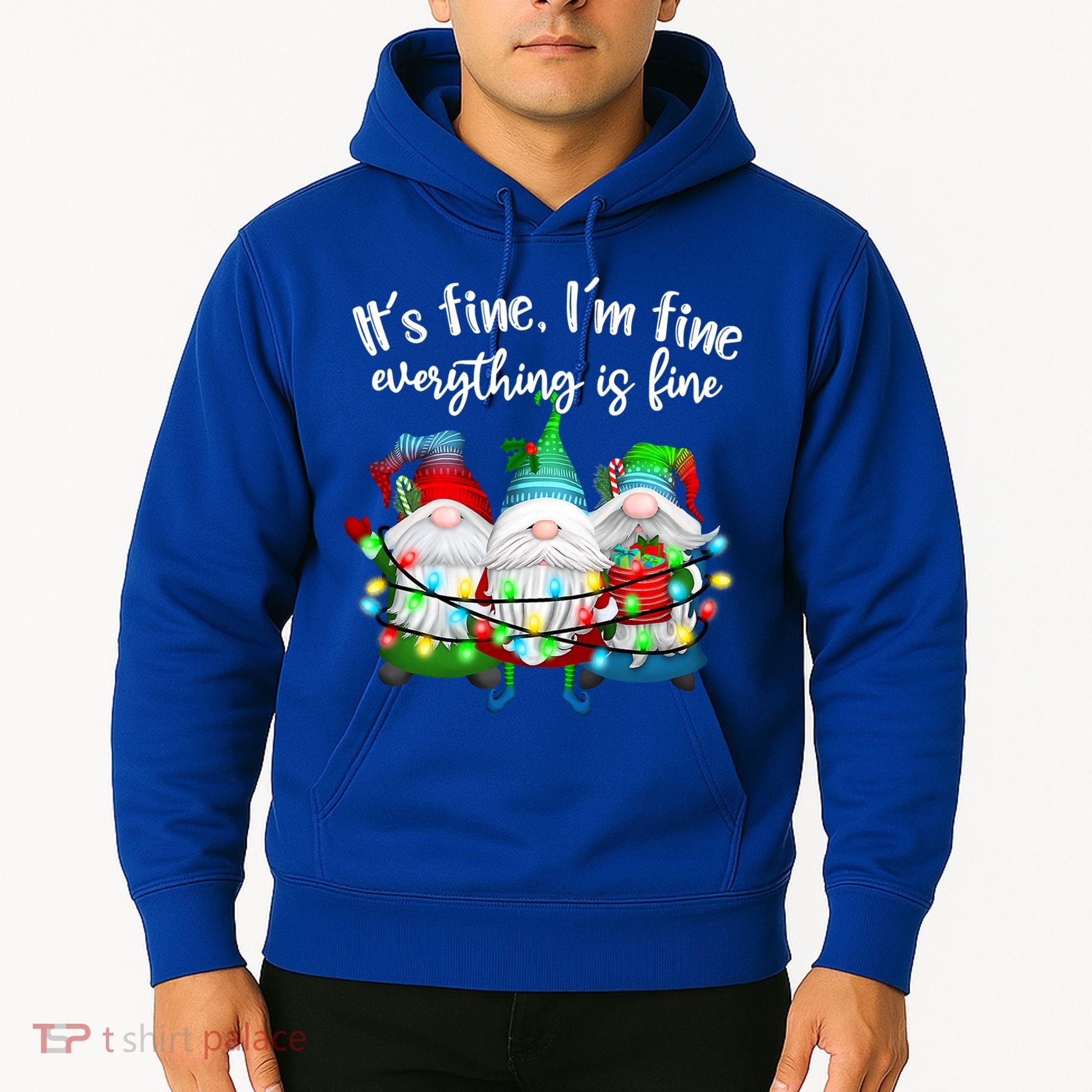 Its Fine Im Fine Everything Is Fine Gnome Christmas Lights Gift Hoodie
