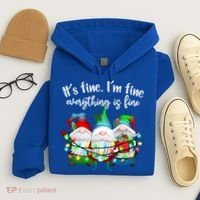 Its Fine Im Fine Everything Is Fine Gnome Christmas Lights Gift Hoodie thumb 4