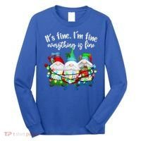 Its Fine Im Fine Everything Is Fine Gnome Christmas Lights Gift Long Sleeve Shirt thumb 0