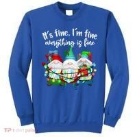 Its Fine Im Fine Everything Is Fine Gnome Christmas Lights Gift Sweatshirt thumb 0