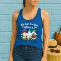 Its Fine Im Fine Everything Is Fine Gnome Christmas Lights Gift Women's Tank Top thumb 2