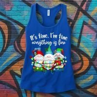 Its Fine Im Fine Everything Is Fine Gnome Christmas Lights Gift Women's Tank Top thumb 3