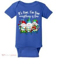 Its Fine Im Fine Everything Is Fine Gnome Christmas Lights Gift Baby Bodysuit thumb 0