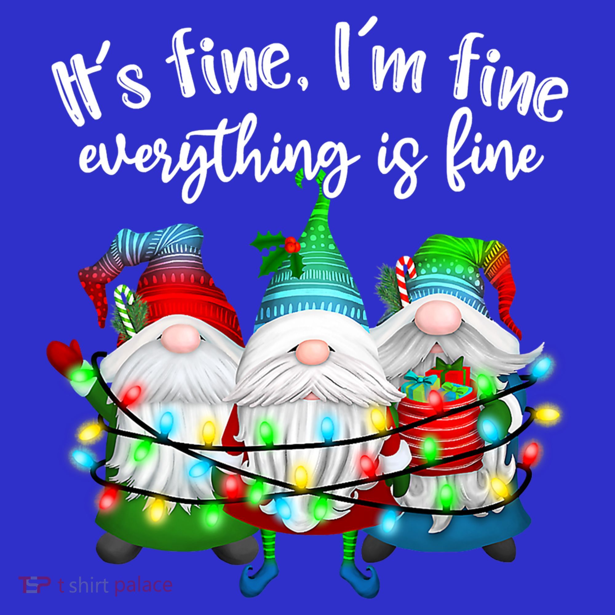Its Fine Im Fine Everything Is Fine Gnome Christmas Lights Gift Baby Bodysuit