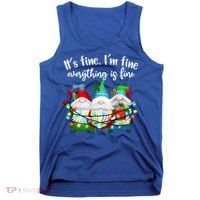 Its Fine Im Fine Everything Is Fine Gnome Christmas Lights Gift Tank Top thumb 0