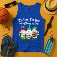 Its Fine Im Fine Everything Is Fine Gnome Christmas Lights Gift Tank Top thumb 4
