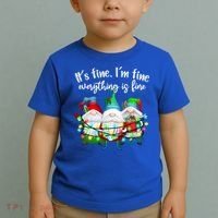 Its Fine Im Fine Everything Is Fine Gnome Christmas Lights Gift Toddler T-Shirt thumb 2