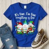 Its Fine Im Fine Everything Is Fine Gnome Christmas Lights Gift Women's T-Shirt thumb 3