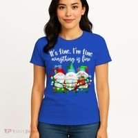 Its Fine Im Fine Everything Is Fine Gnome Christmas Lights Gift Women's T-Shirt thumb 4