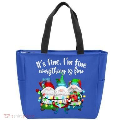 Its Fine Im Fine Everything Is Fine Gnome Christmas Lights Gift Tote Bag