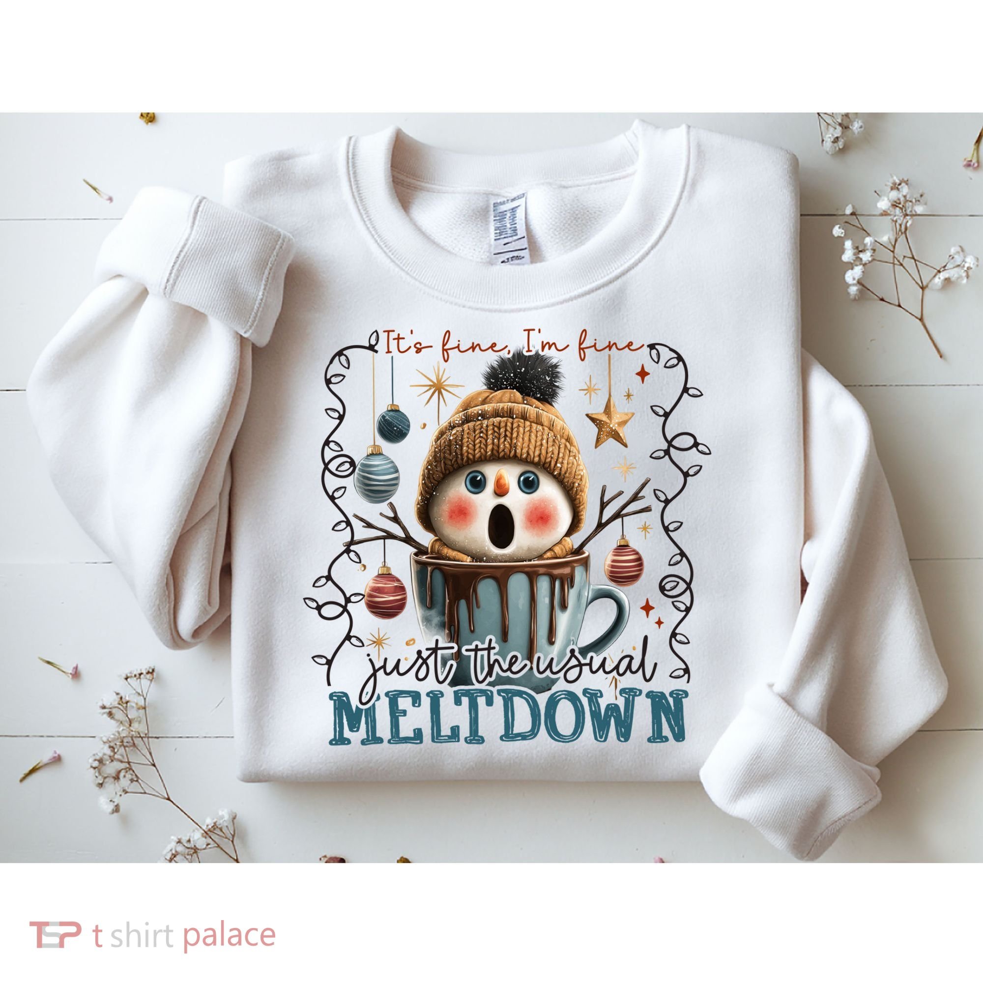 It's Fine I'm Fine Just The Usuall Meltdon Christmas Sweatshirt