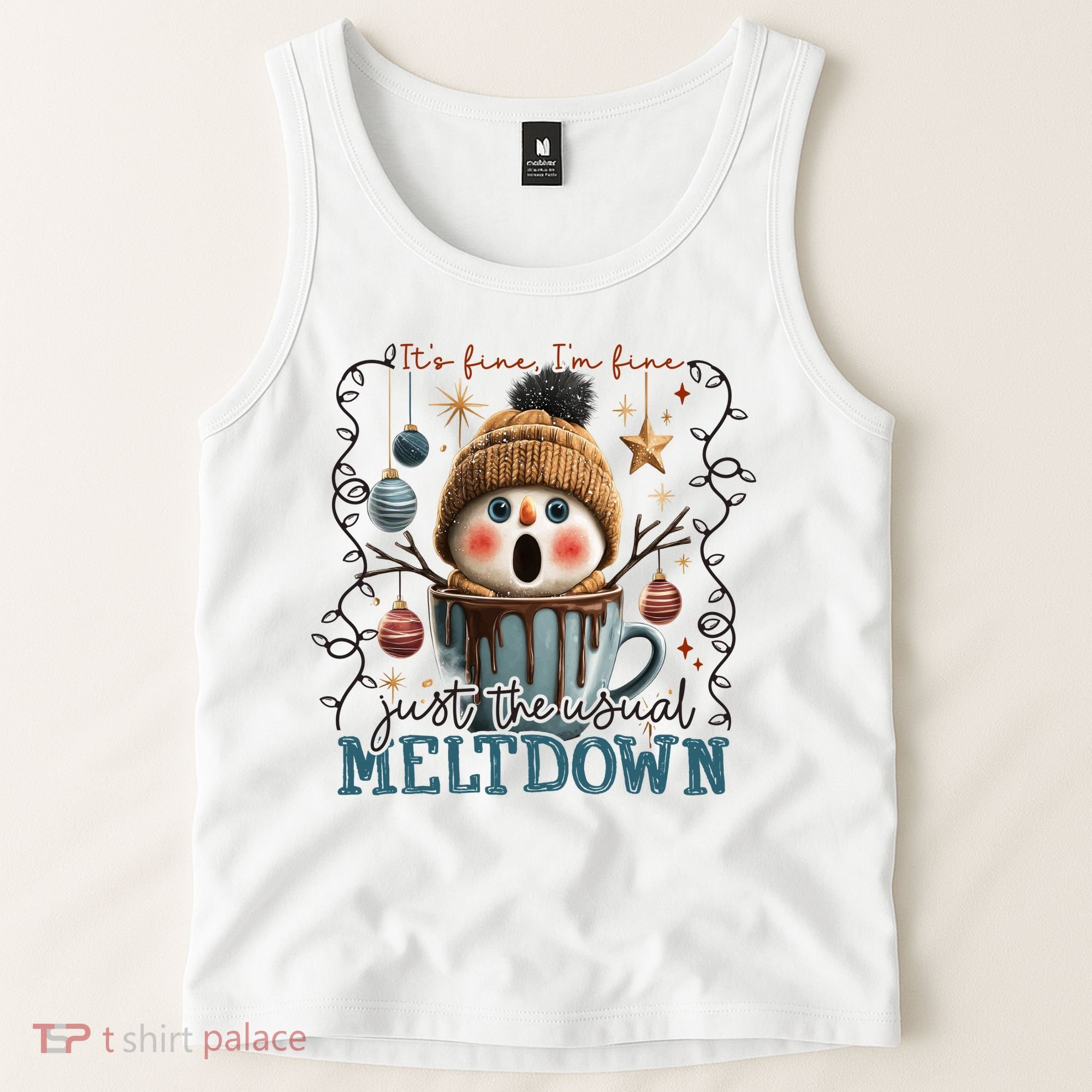 It's Fine I'm Fine Just The Usuall Meltdon Christmas Tank Top