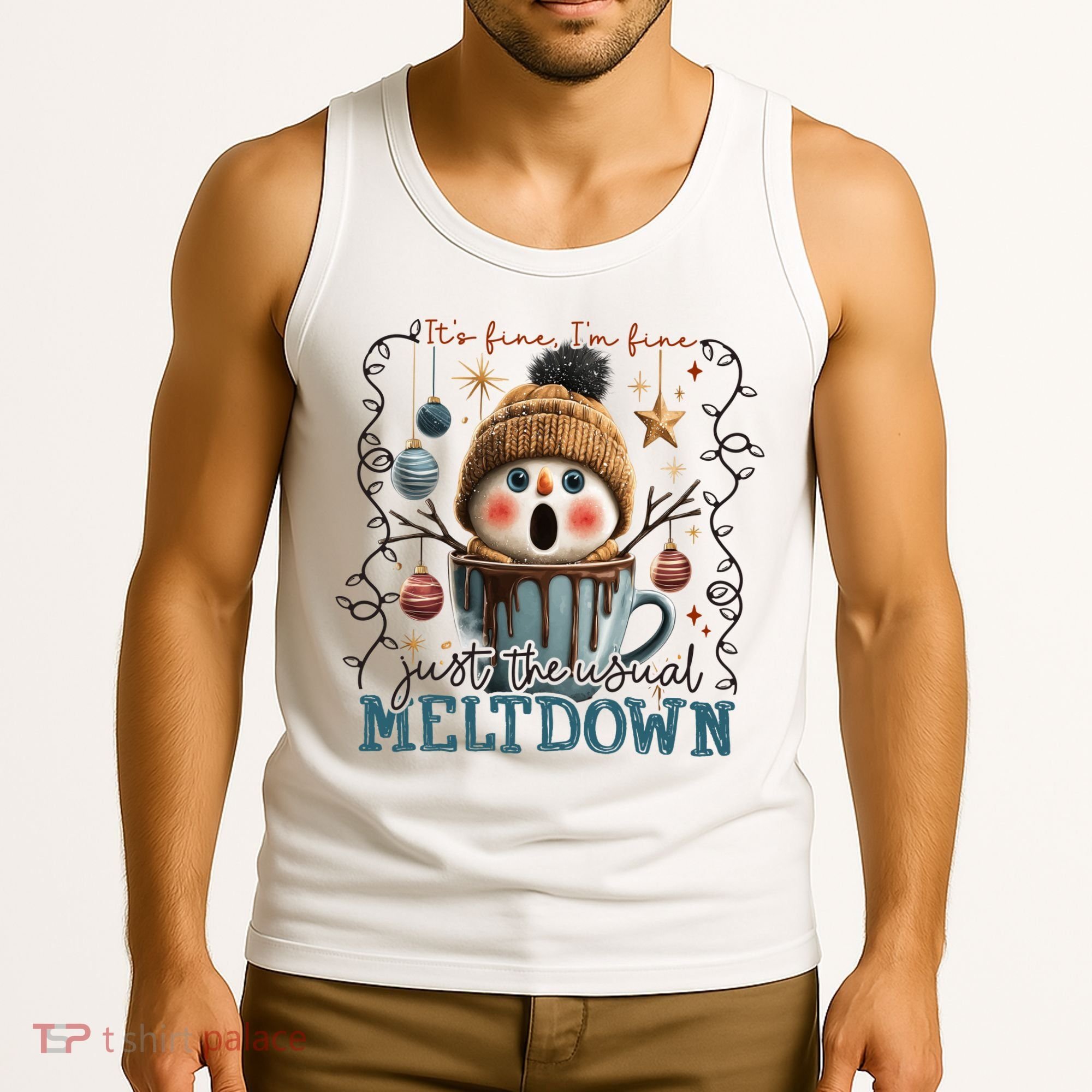 It's Fine I'm Fine Just The Usuall Meltdon Christmas Tank Top