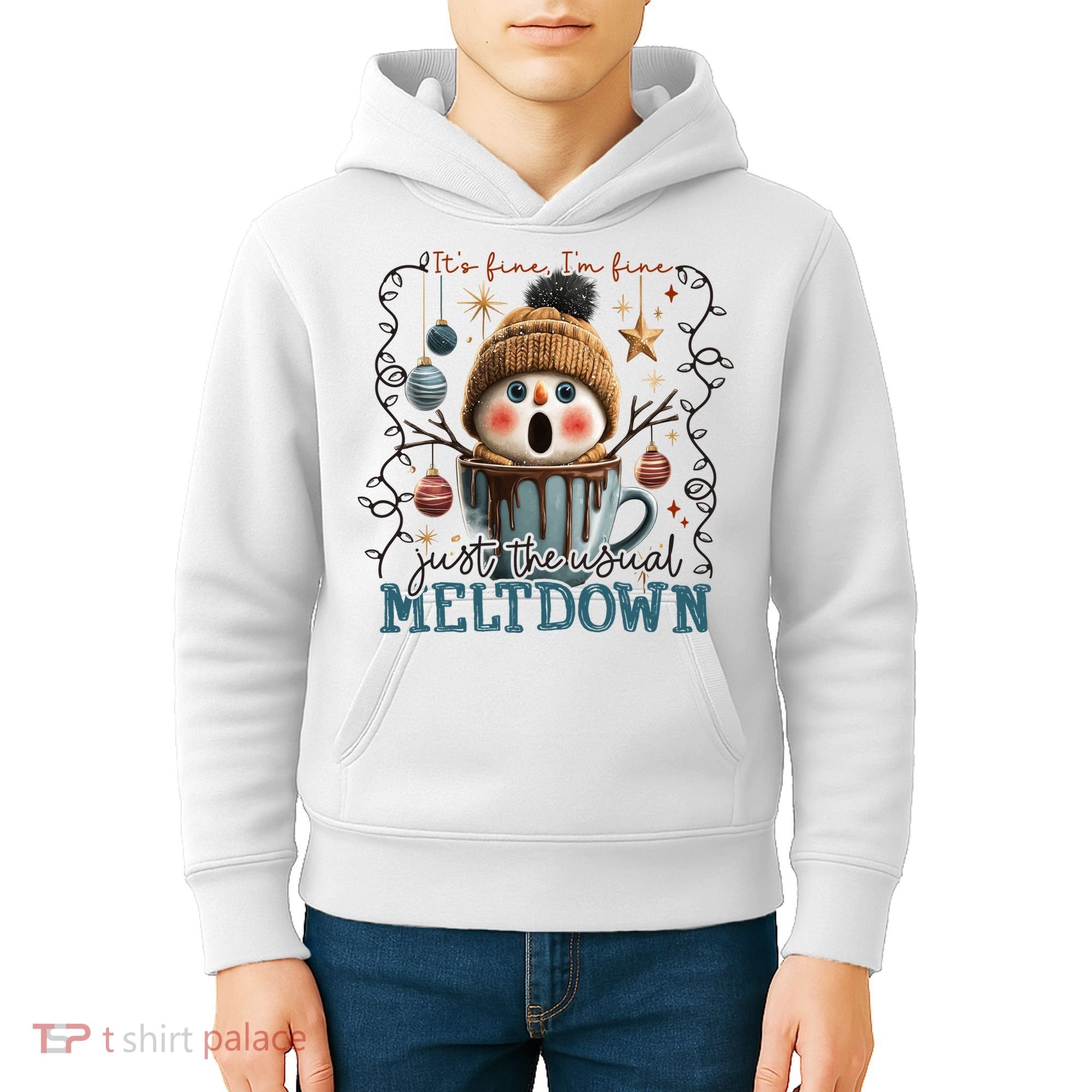 It's Fine I'm Fine Just The Usuall Meltdon Christmas Kids Hoodie