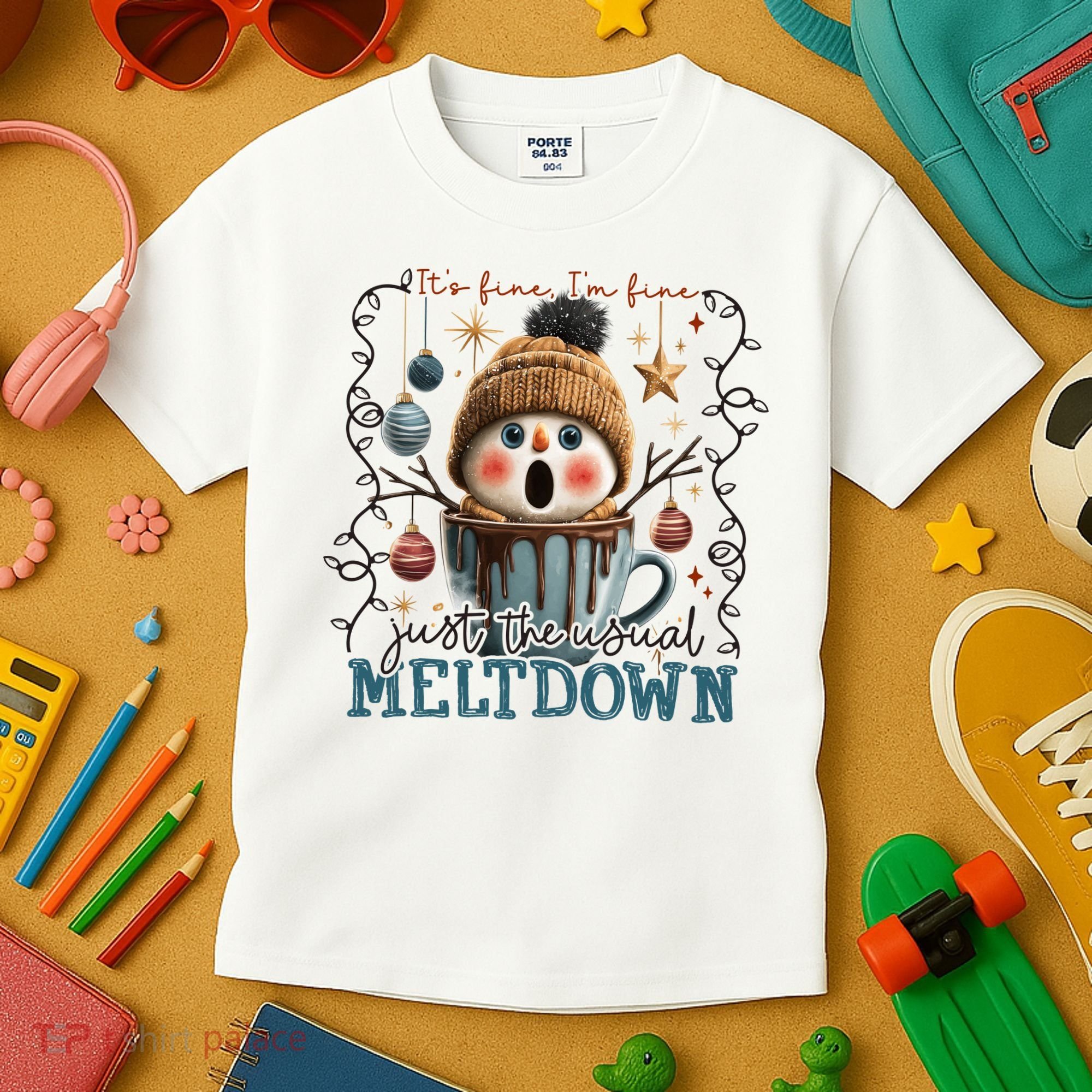 It's Fine I'm Fine Just The Usuall Meltdon Christmas Kids T-Shirt