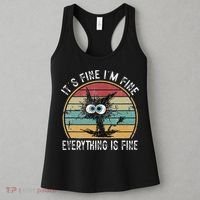 Its Fine Im Fine Everything Is Fine Funny Cat Women's Tank Top thumb 3