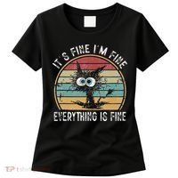 Its Fine Im Fine Everything Is Fine Funny Cat Women's T-Shirt thumb 0