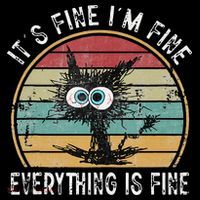 Its Fine Im Fine Everything Is Fine Funny Cat Kids Hoodie thumb 5