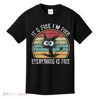Its Fine Im Fine Everything Is Fine Funny Cat Kids T-Shirt thumb 0